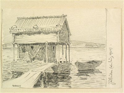 Norrbotten, Neder-Luleå sn., Gäddvik. Teckning av Ferdinand Boberg - Nordiska museet - NMA.0088303