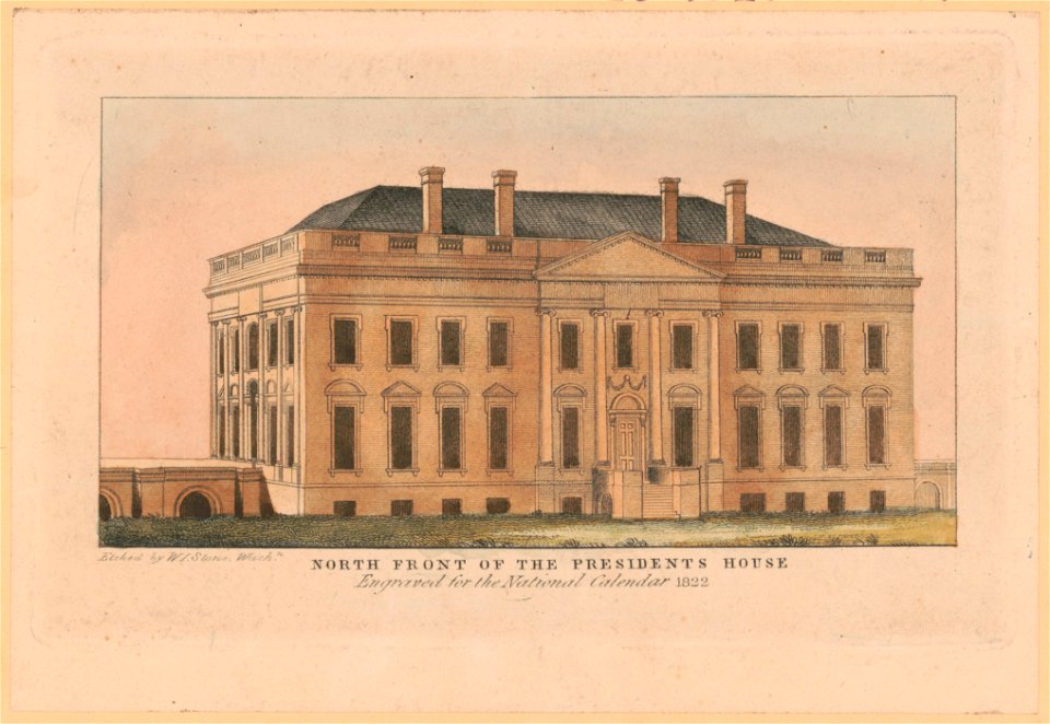 North front of the President's house - etched by W.I. Stone, Washn. LCCN2012649690