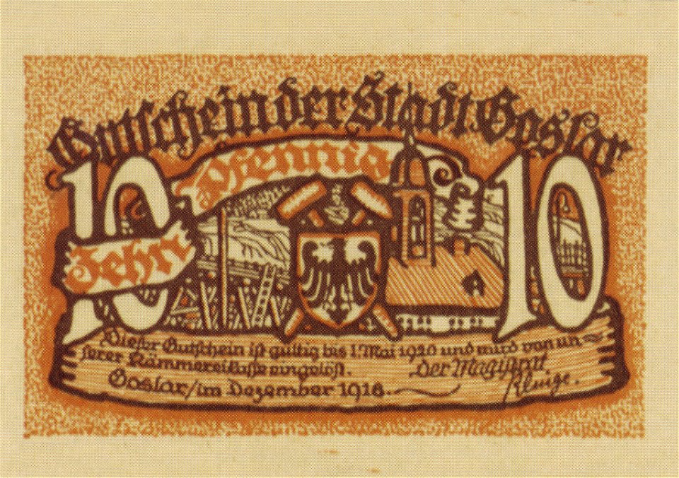 Notgeld Goslar 10 Pf Vorders 1918