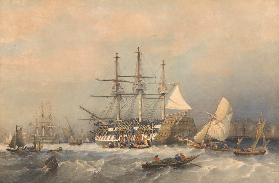 Northfleet Hope, 1755. The Old School. Old East Indiaman at Northfleet Hope RMG PY8426