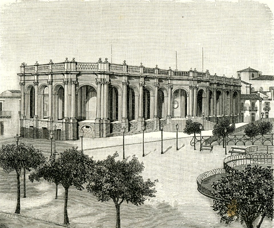 Noto palazzo comunale xilografia di Barberis 1892