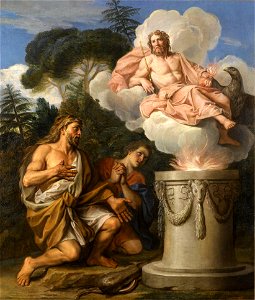 Noël Coypel, Story of Hercules - Hercules Making a Sacrifice to Jupiter, 1700. Free illustration for personal and commercial use.