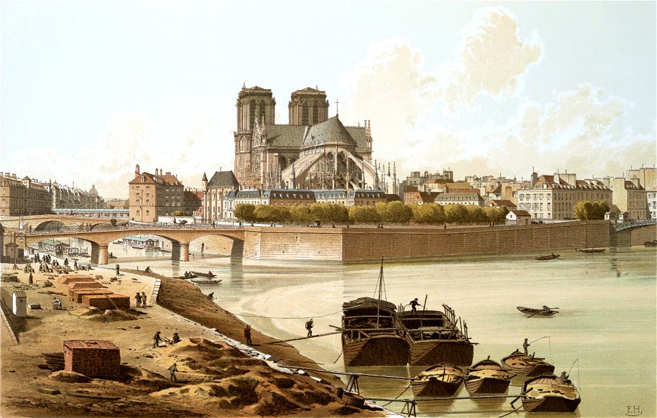 Notre-Dame, l'Évêché et le cloître, 1830