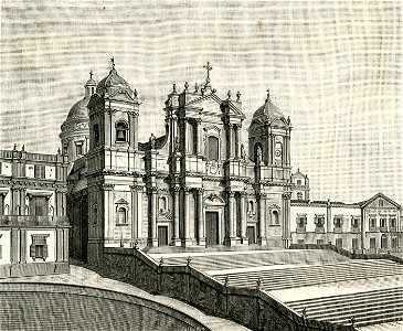 Noto cattedrale di San Nicolò di Mira (xilografia di Barberis 1892)