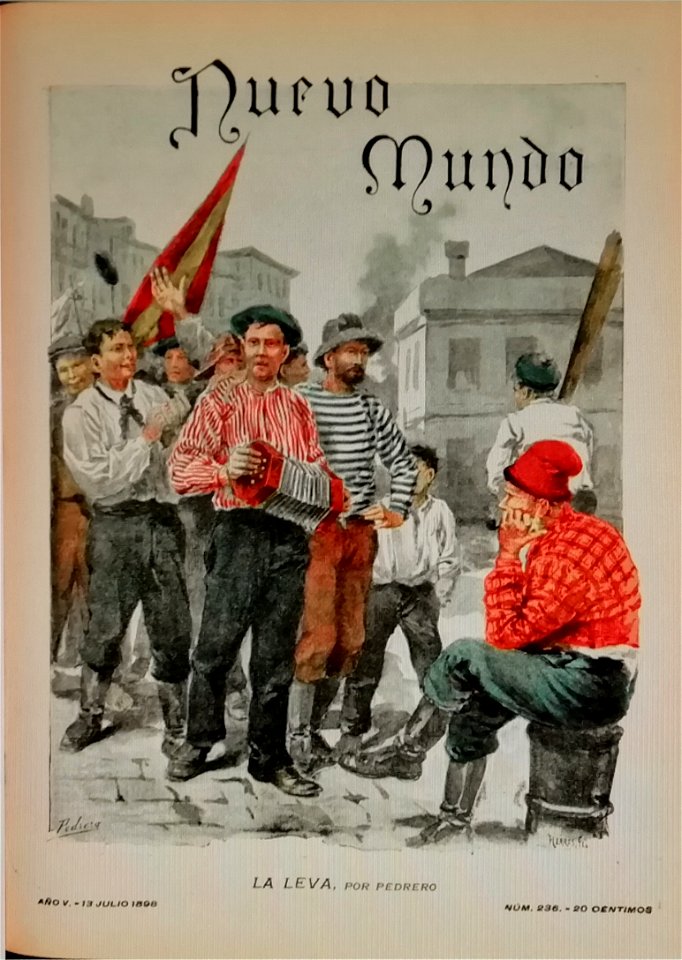 Nuevo Mundo, la leva, Jul 13th 1898, cover by Mariano Pedrero