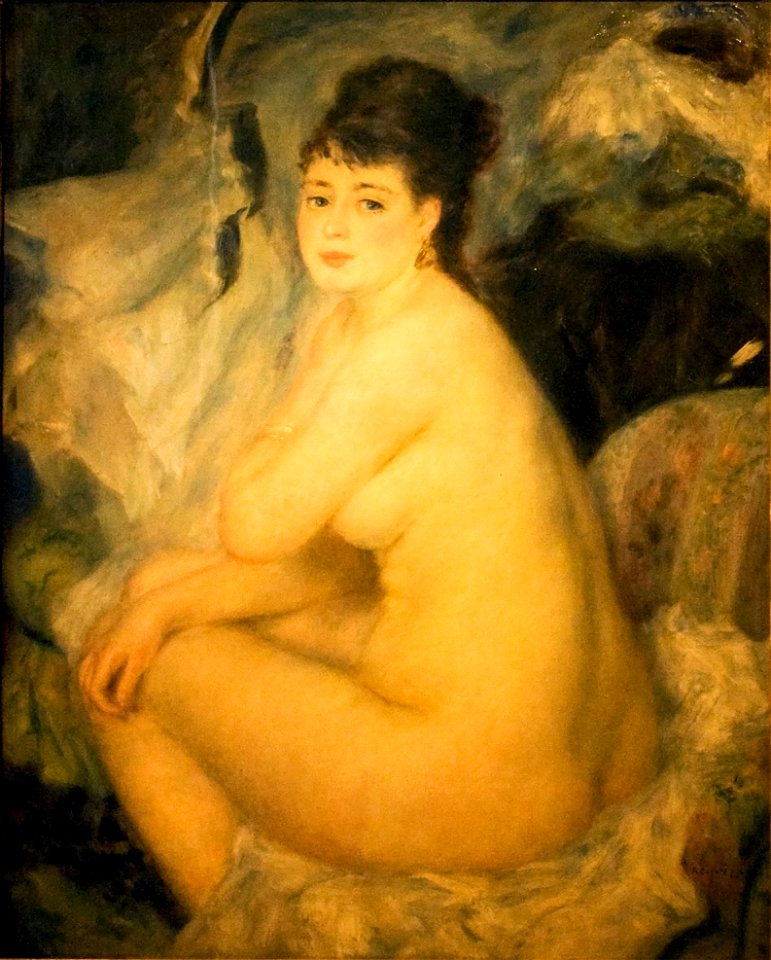 Nude (Nude woman sitting on a couch, Anna)
