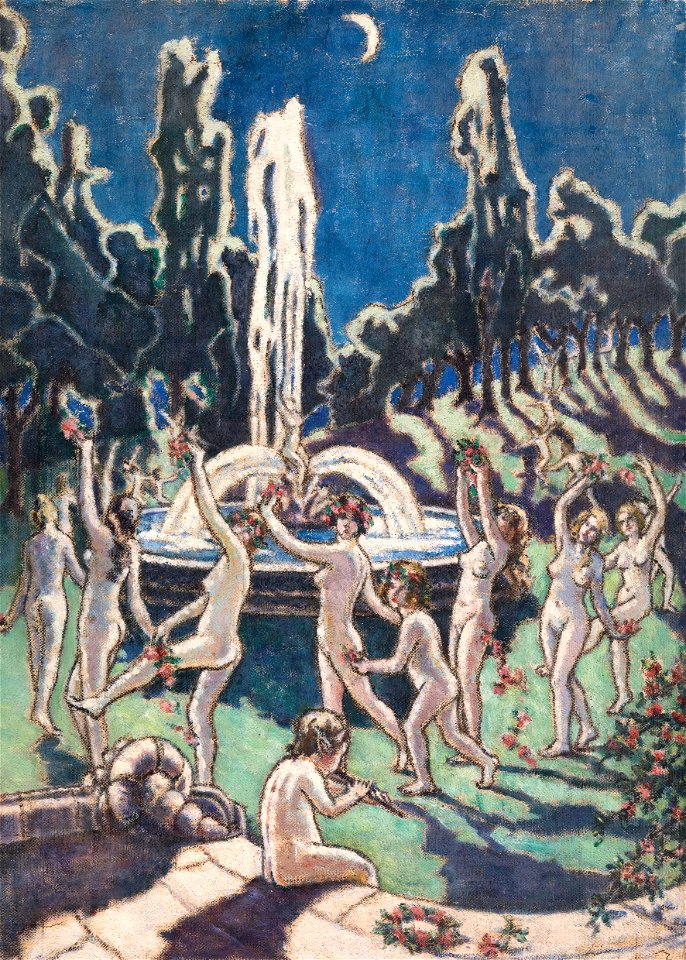 Nudes Dancing round a Fountain by Moonlight P5718