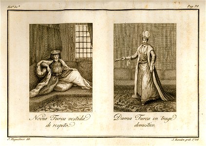 Novia Turca vestida de respeto Dama Turca en trage domestico - Moreno José - 1790