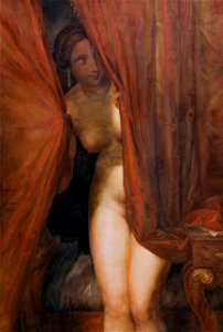 Nude behind the curtain