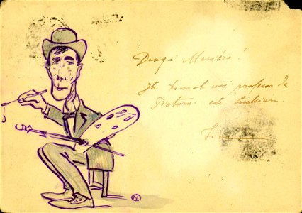 NSPetrescuGaina - Caricatura artistului Luchian pictand