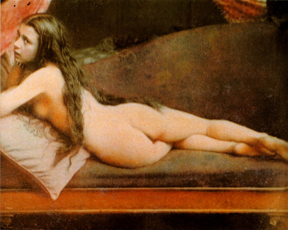 Nude woman in colored daguerreotype by Félix-Jacques Moulin
