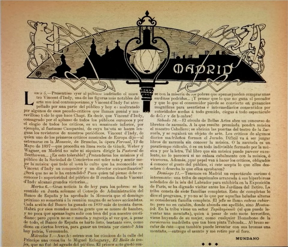 Nuevo Mundo, Madrid, Mar 14th 1900, by Mariano Pedrero