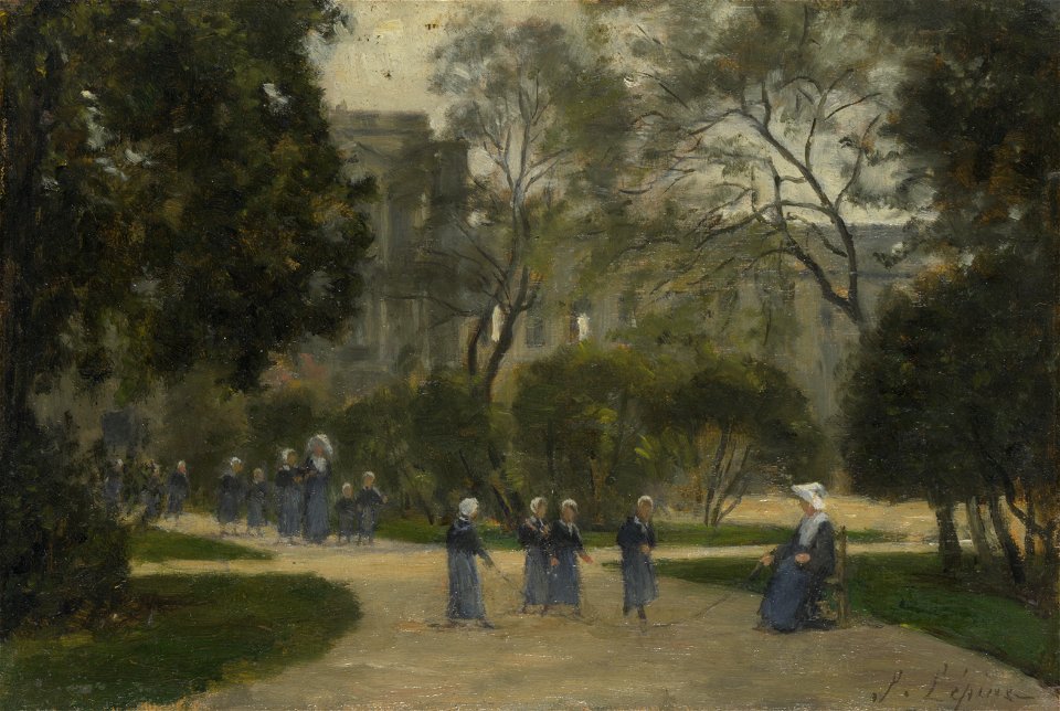 Nuns and Schoolgirls in the Tuileries Gardens, Paris 1871-1873 Stanislas Lepine