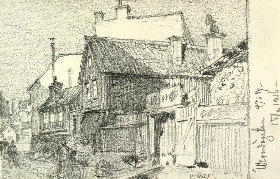 Nuvarande Nytorget nr 9, skiss av Boberg 1916