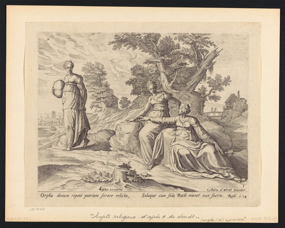 Orpha Leaving Ruth and Naomi print by Adriaen de Weerdt, S.V 95728, Prints Department, Royal Library of Belgium