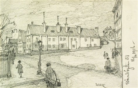 Nuvarande Nytorget nr 13, skiss av Boberg 1916