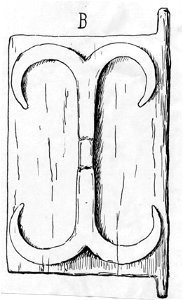 Ornamentik på dörr. Från Toro. (nr 6, Bild 34, Kaudern 1921) Lokal, N.V. Central-Celebes. Teckn - SMVK - 012017b
