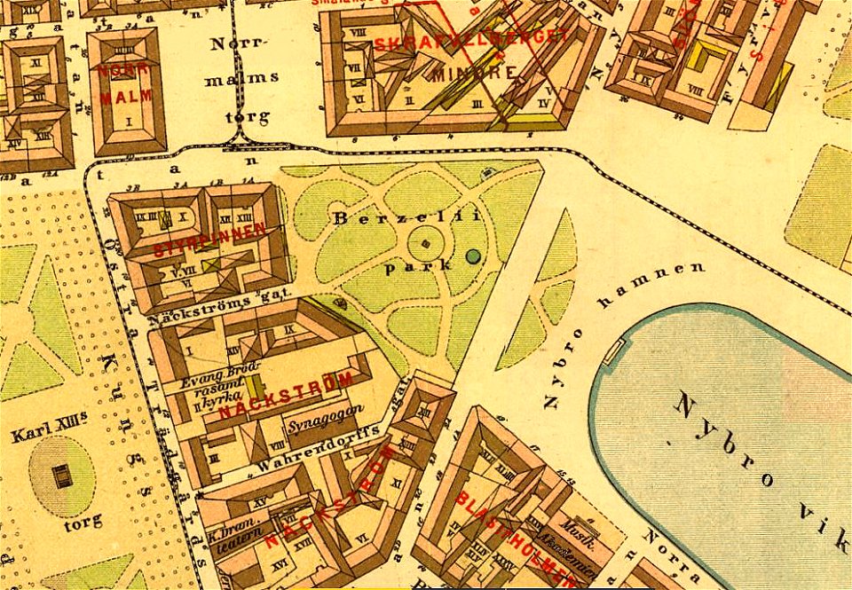 Nybrohamnen och Berzelii park 1885