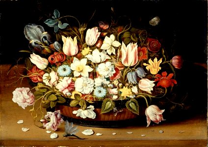Osias Beert (I) - Basket of flowers. Free illustration for personal and commercial use.