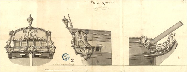 Ornements de la frégate française La Licorne, 1755