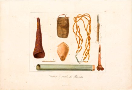 Ornemens et utensiles des Botocudes, da Coleção Brasiliana Iconográfica