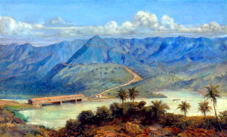 Oscar Pereira da Silva - Ponte Coberta de Cubatão, 1850, Acervo do Museu Paulista da USP