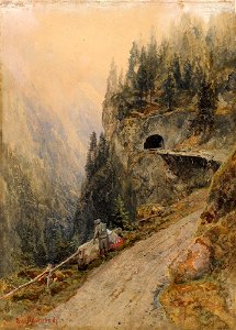 Oswald Achenbach Wanderer in den Schweizer Alpen