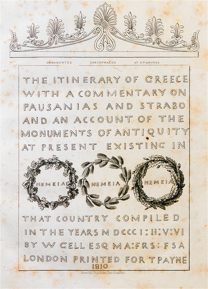 Ornamented Sarcophagus at Epidaurus - Gell William - 1810