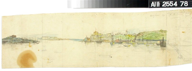 Oscar Kleineh - Kaupunkikuva mereltä päin nähtynä, keskeneräinen - A III 2554-78 - Finnish National Gallery