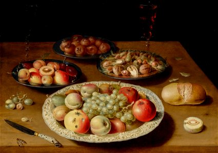 Osias Beert - Still life on a plain wooden table