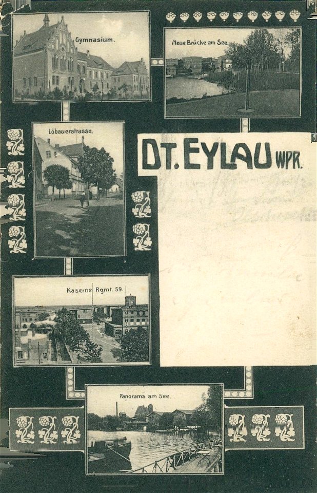 Ortsansichten und Infanteriekaserne 59 in Deutsch Eylau, Postkarte vor 1914