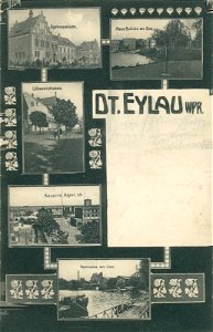 Ortsansichten und Infanteriekaserne 59 in Deutsch Eylau, Postkarte vor 1914