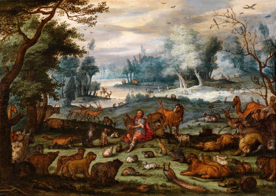 Orpheus bezaubert Bäume und Tiere (Antwerpen 17 Jh)