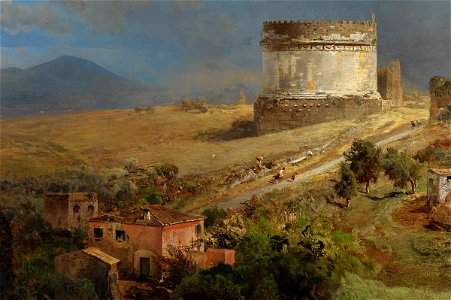 Oswald Achenbach Via Appia mit dem Grabmal der Caecilia Metella detail1