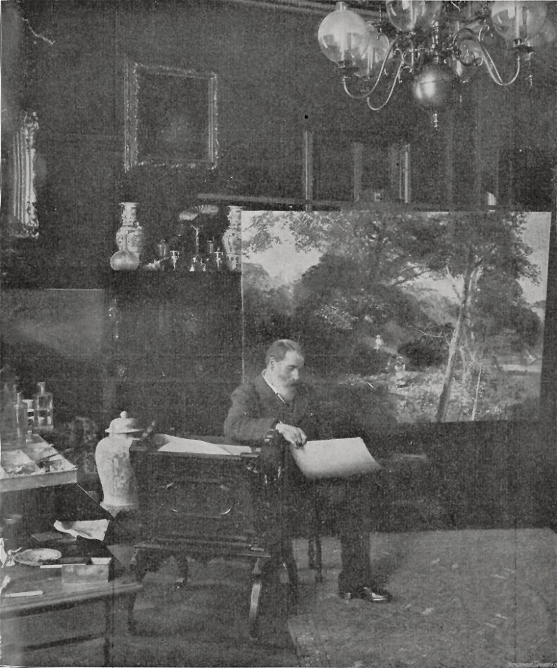 Oswald Achenbach in seinem Atelier, Goltsteinstraße 9, Düsseldorf, vor 1905