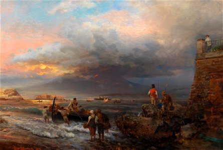 Oswald Achenbach - The Bay of Naples with Vesuvius in the background