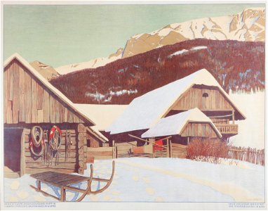 Otto Barth Steirisches Bauernhaus im Winter Wandtafelwerk