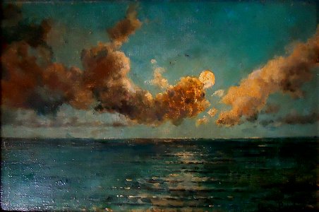 Oscar Pereira da Silva (1865-1939) Luar sobre o mar, óleo sobre madeira, 17,4 x 26,3 cm, Photo Gedley Belchior Braga