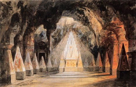 Oskar Auer Bühnenbildentwurf Sonnentempel Zauberflöte Mannheim 1902