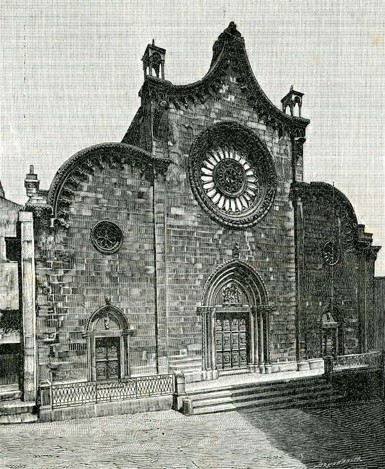 Ostuni facciata della cattedrale xilografia di Richard Brend'amour