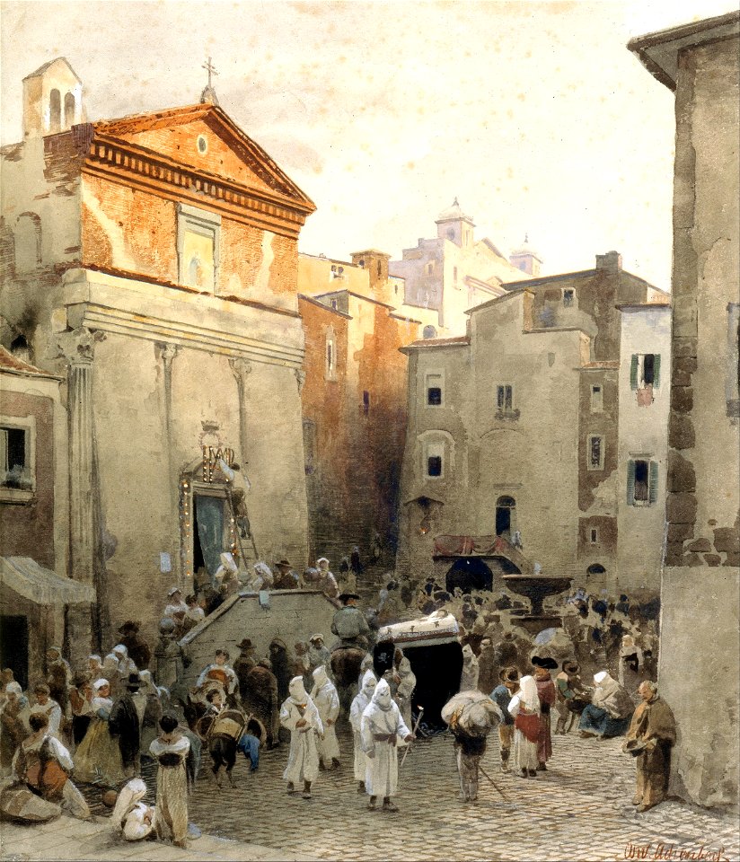 Oswald Achenbach - Funeral in Palestrina - Google Art Project