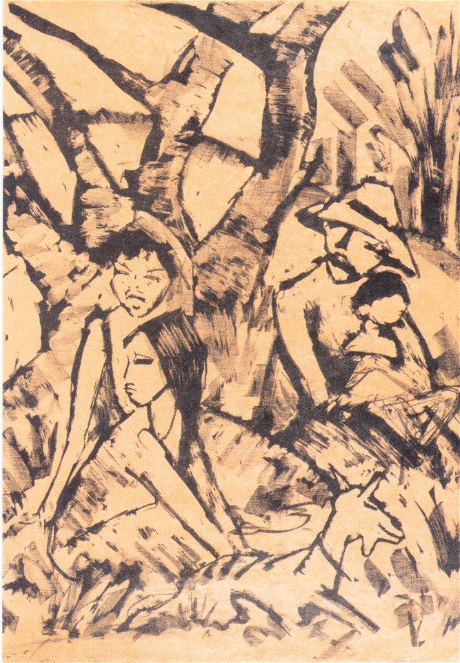 Otto Mueller - Lagernde Zigeunerfamilie mit Ziege, 1926-27