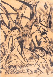 Otto Mueller - Lagernde Zigeunerfamilie mit Ziege, 1926-27