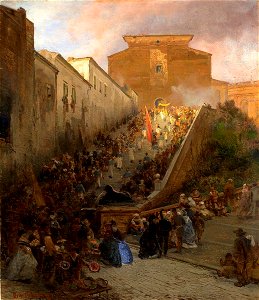Oswald Achenbach Prozession an der Santa Maria in Aracoeli in Rom