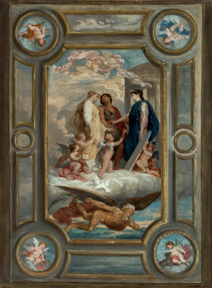 Oscar-Pierre Mathieu - Esquisse pour la mairie de Clichy , Allégorie du mariage (plafond de la salle des mariages) - PPP4113 - Musée des Beaux-Arts de la ville de Paris