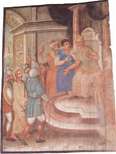 Oswalt Kreusel - Millstätter Fastentuch - Jesus vor Herodes Antipas