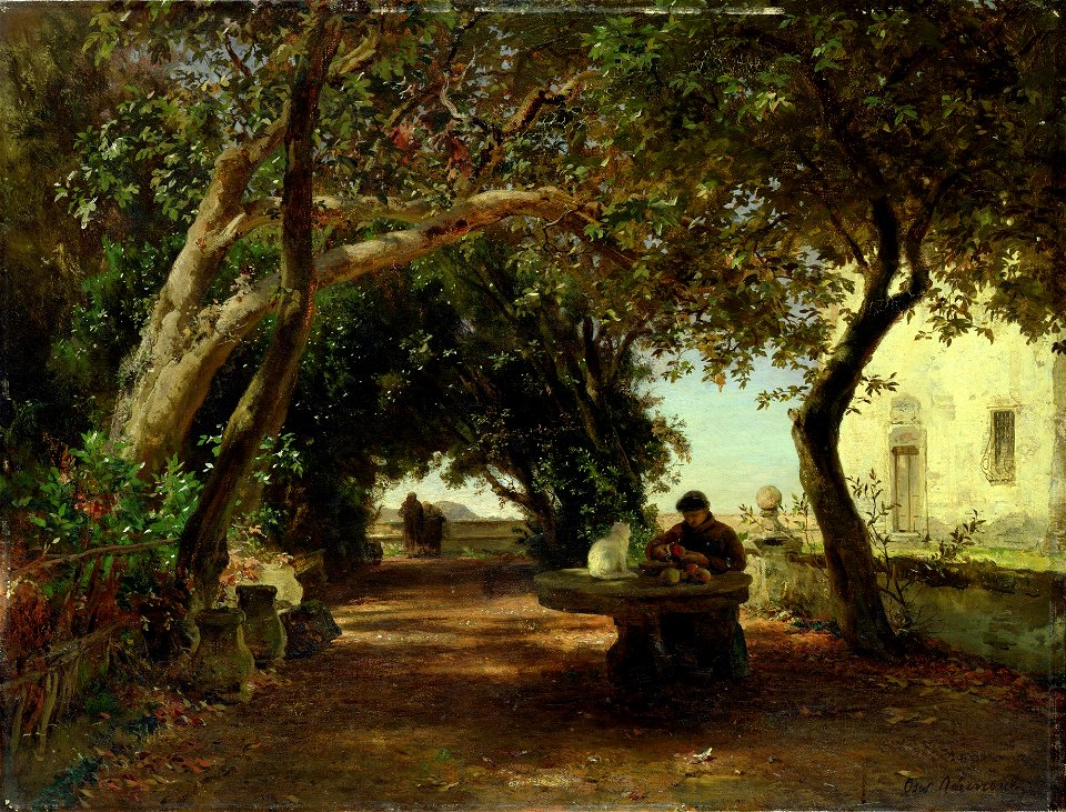 Oswald Achenbach - Italienischer Klostergarten