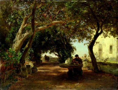 Oswald Achenbach - Italienischer Klostergarten