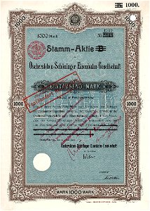 Oschersleben-Schöninger Eisenbahn-Gesellschaft 1000 Mk 1900