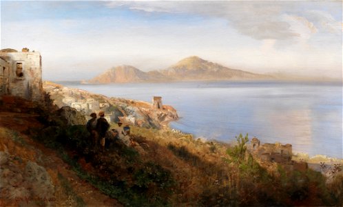 Oswald Achenbach Malerin mit Blick auf Capri 1880